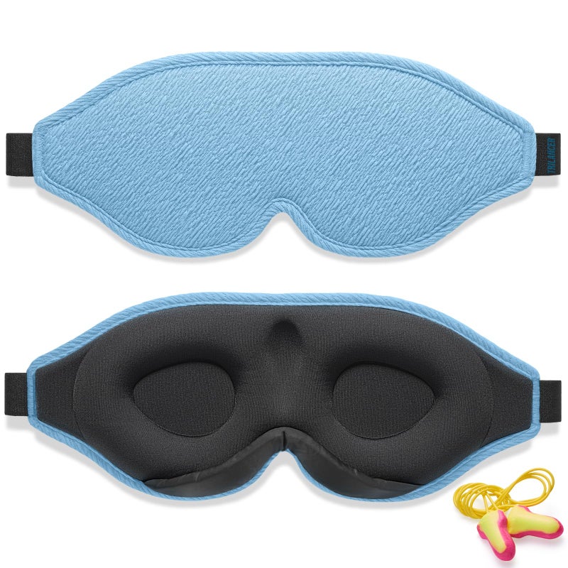 2026 Innovative Sleep Mask for Men and Women, Trilancer 3D 100% Light Blocking Design, Comfortable Eye mask, Blackout Blindfold for Sleeping, Nap, Meditation, Travel, with Earplugs (Blue)